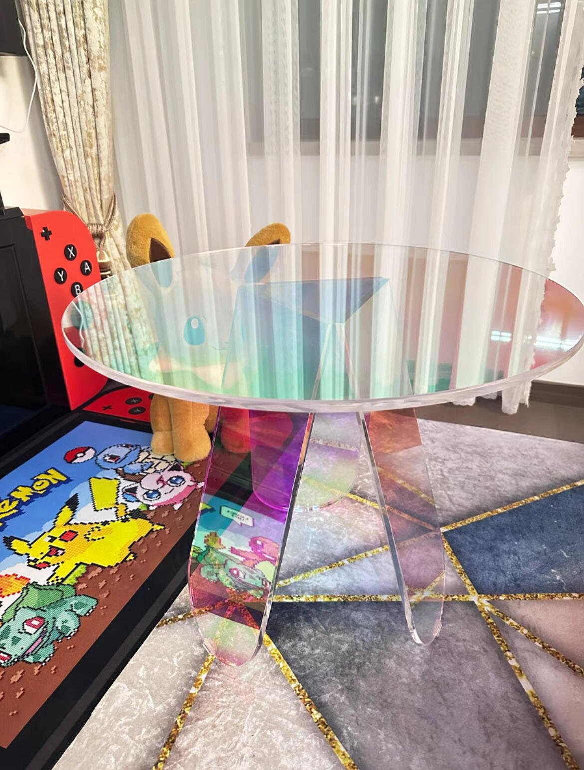 Iridescent Acrylic Coffee Table, customer photo