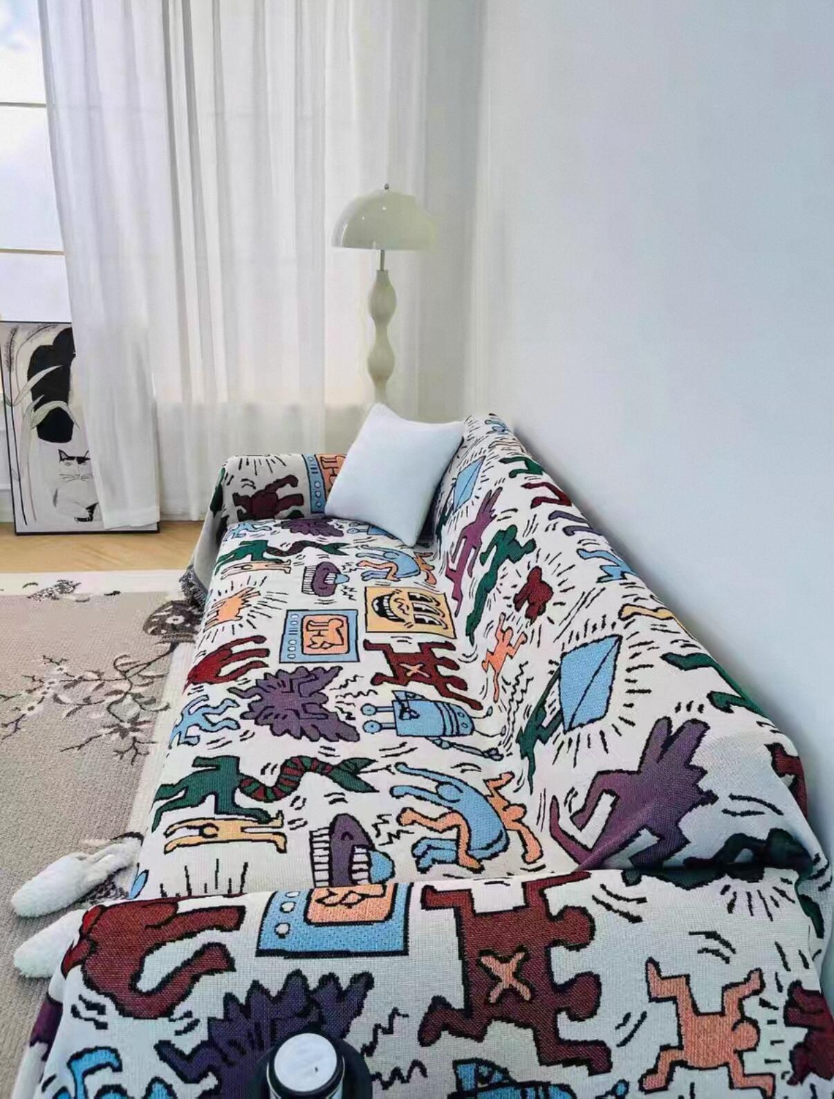 Retro Art Throw Blanket, customer photo