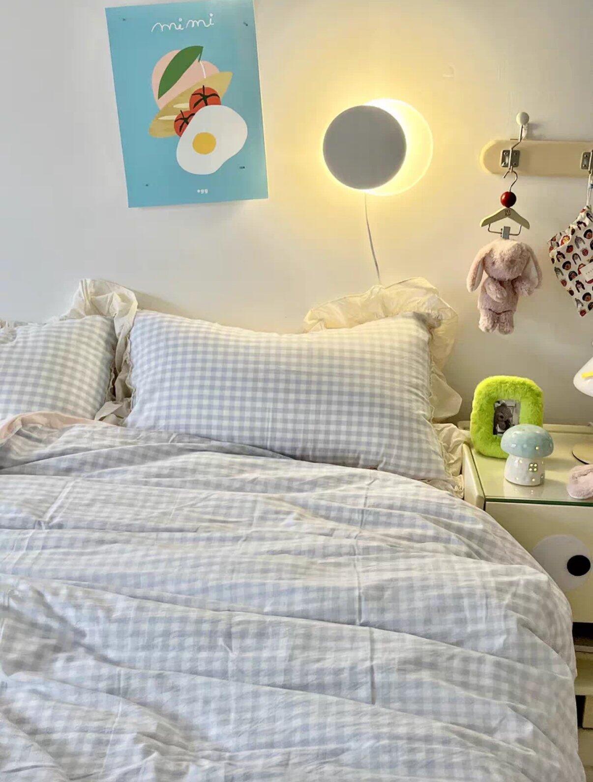 Gingham Lace Ruffle Bedding Set, customer photo