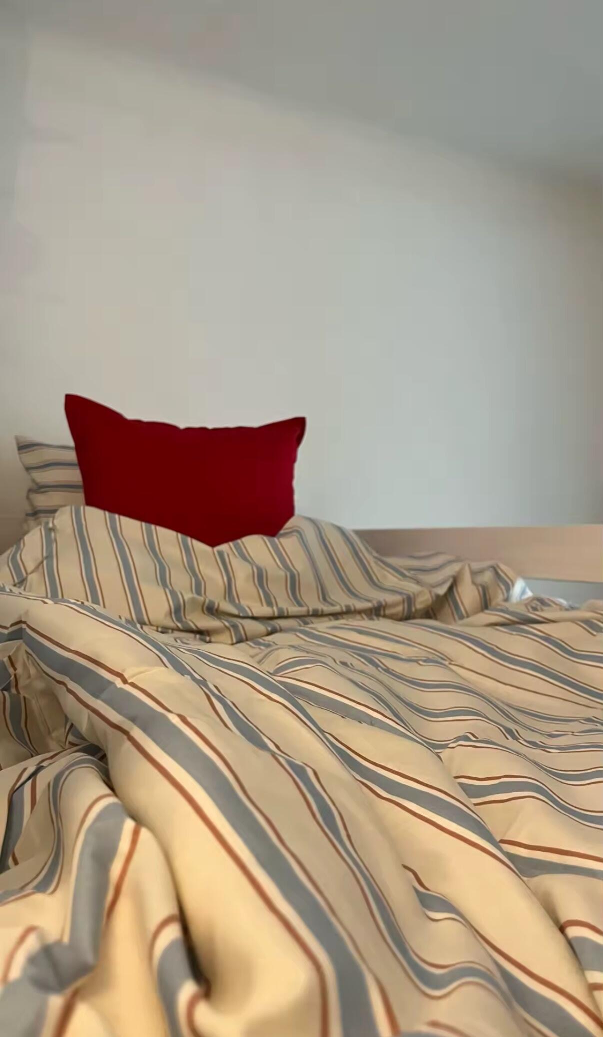 Blue Striped Cotton Bedding Set, customer photo