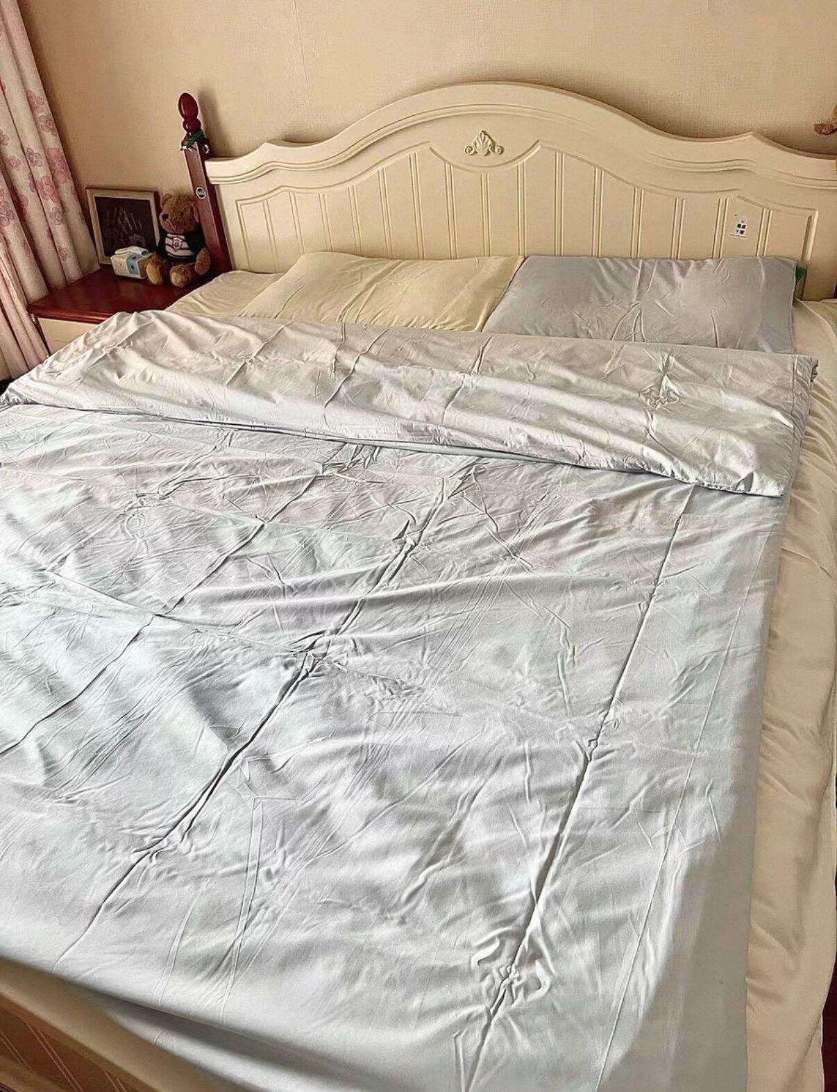 Pastel Blue & Cream Duvet Cover Set, customer photo