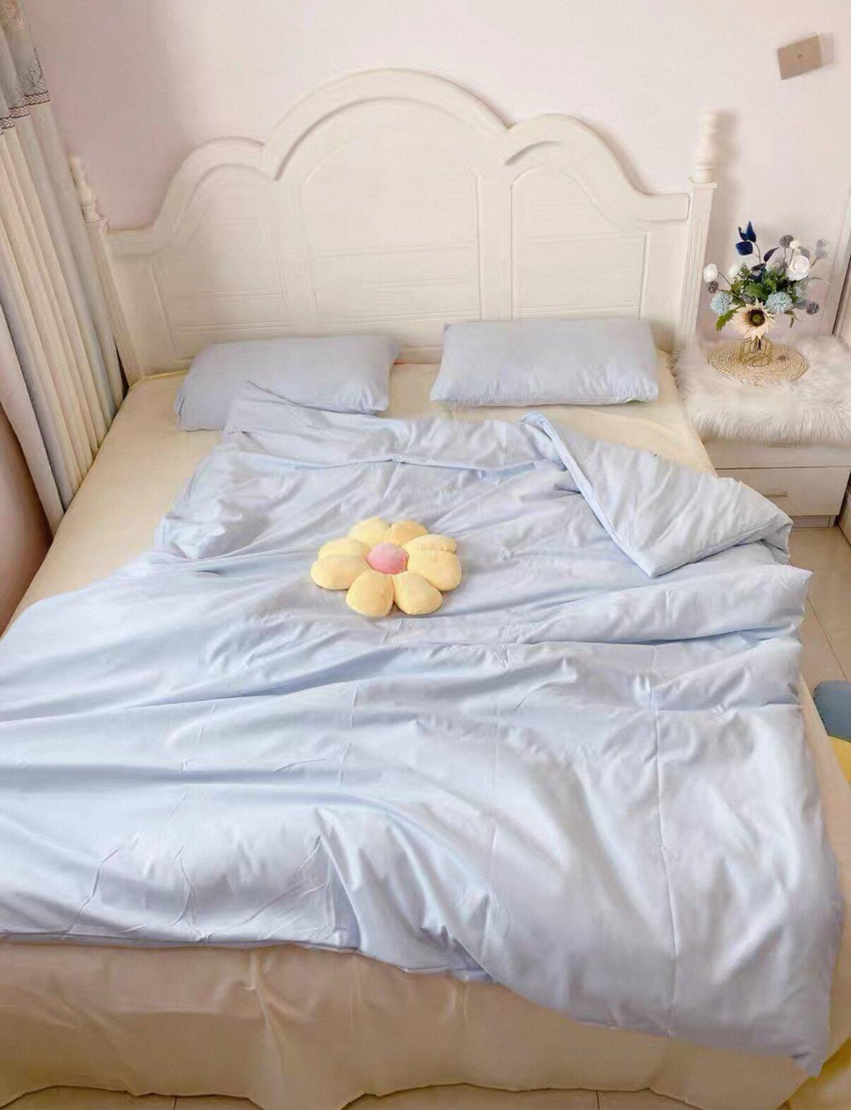 Pastel Blue & Cream Duvet Cover Set, customer photo