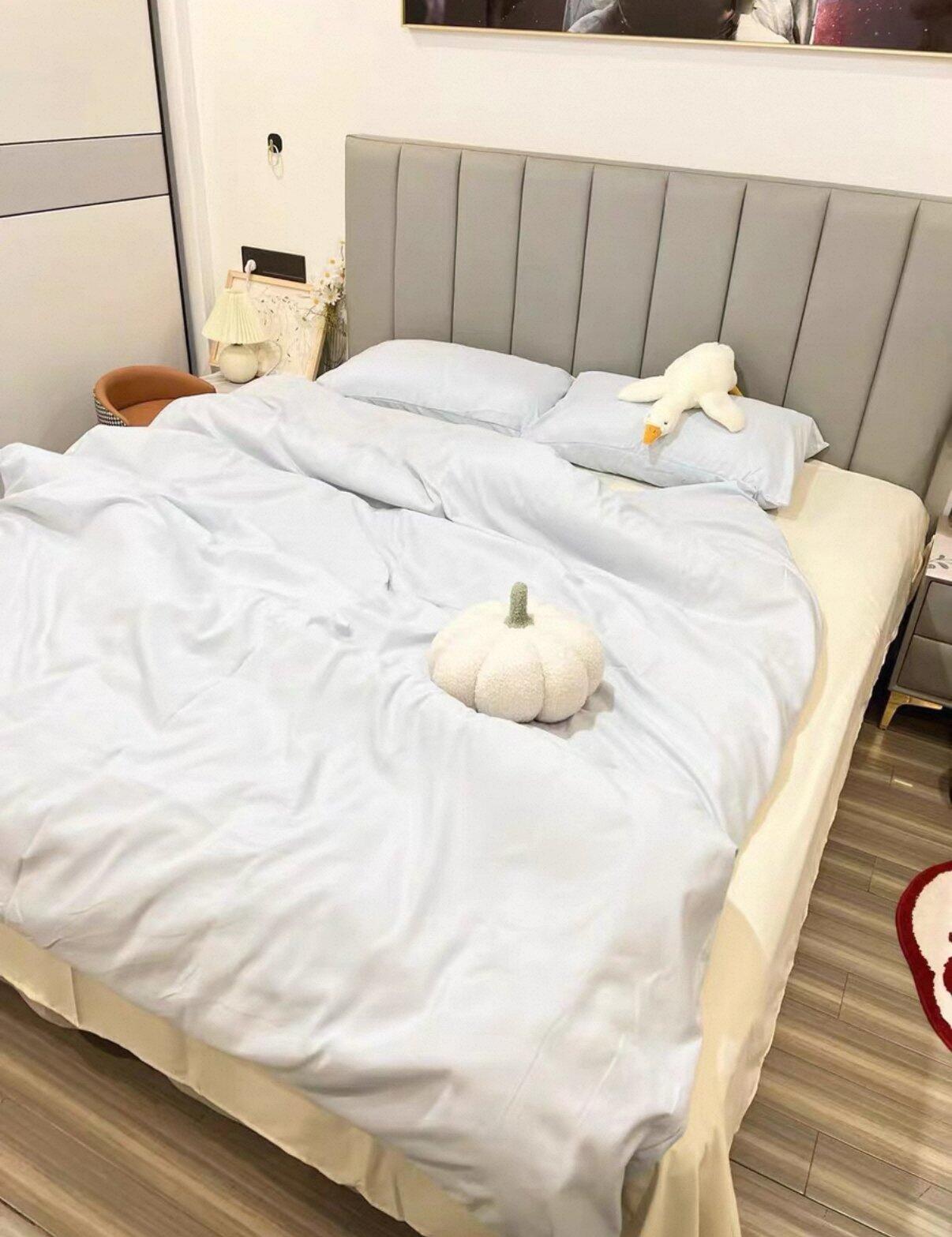 Pastel Blue & Cream Duvet Cover Set, customer photo