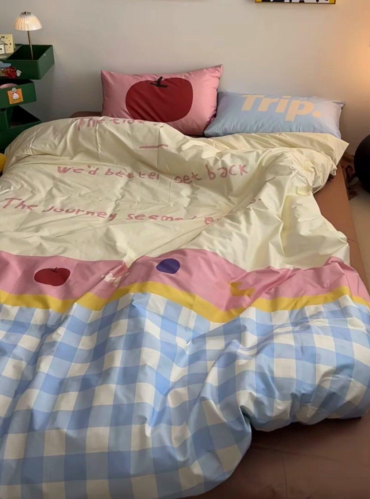 Gingham Pastel Cotton Bedding Set, customer photo