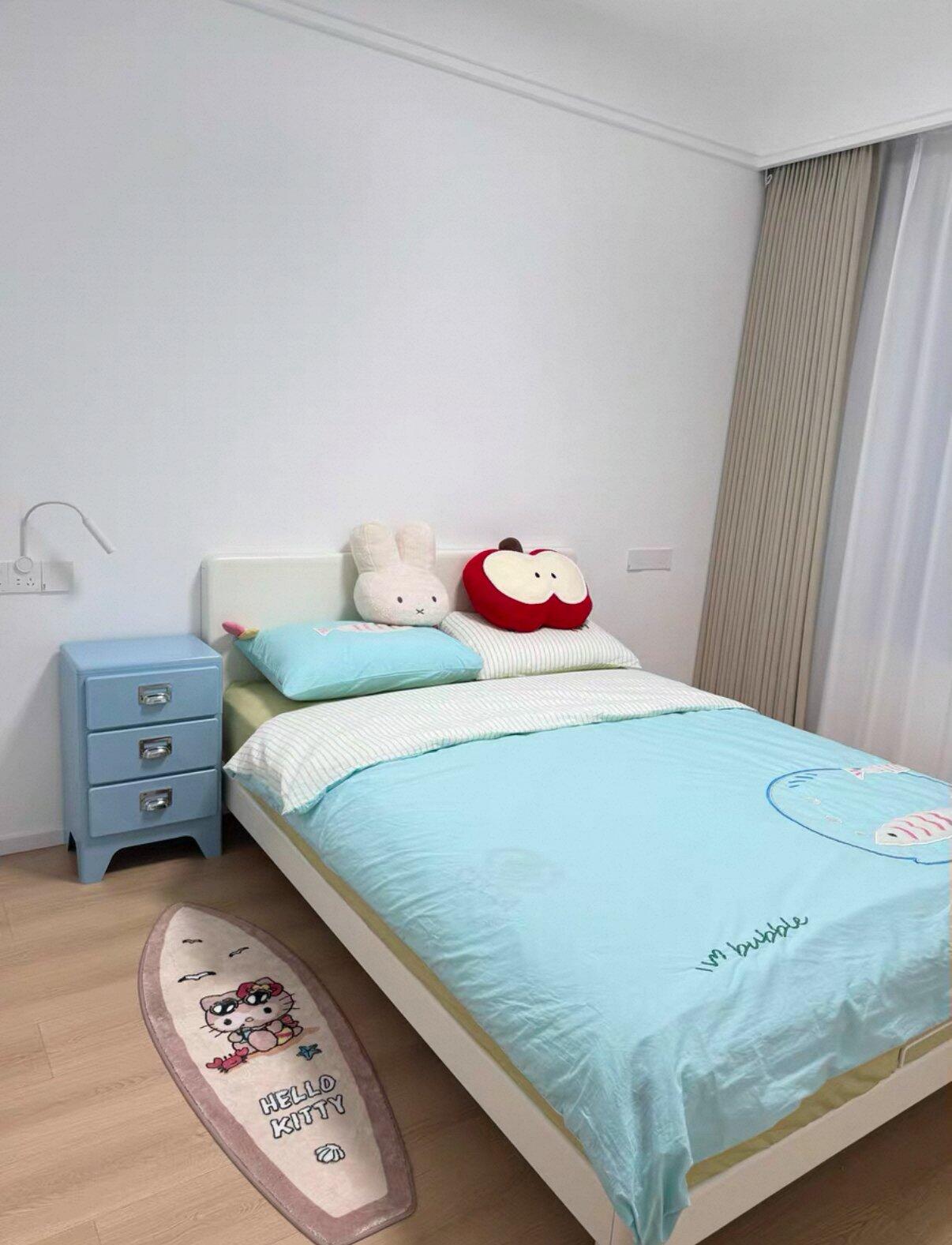 Blue Cartoon Fish Embroidered Bedding Set, customer photo
