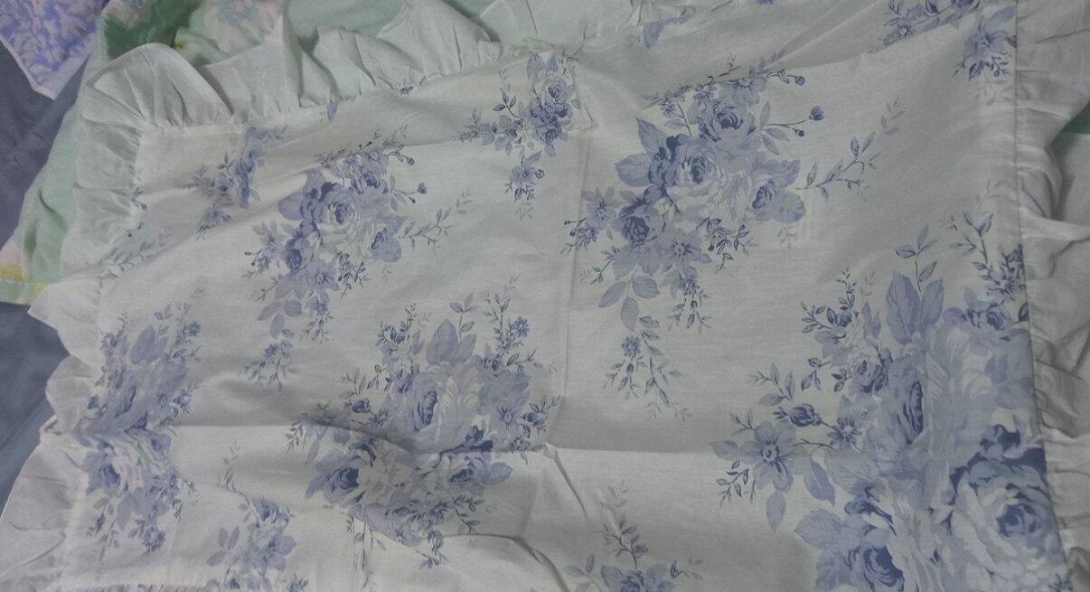 Blue Floral Ruffle Cotton Duvet Cover Set, customer photo