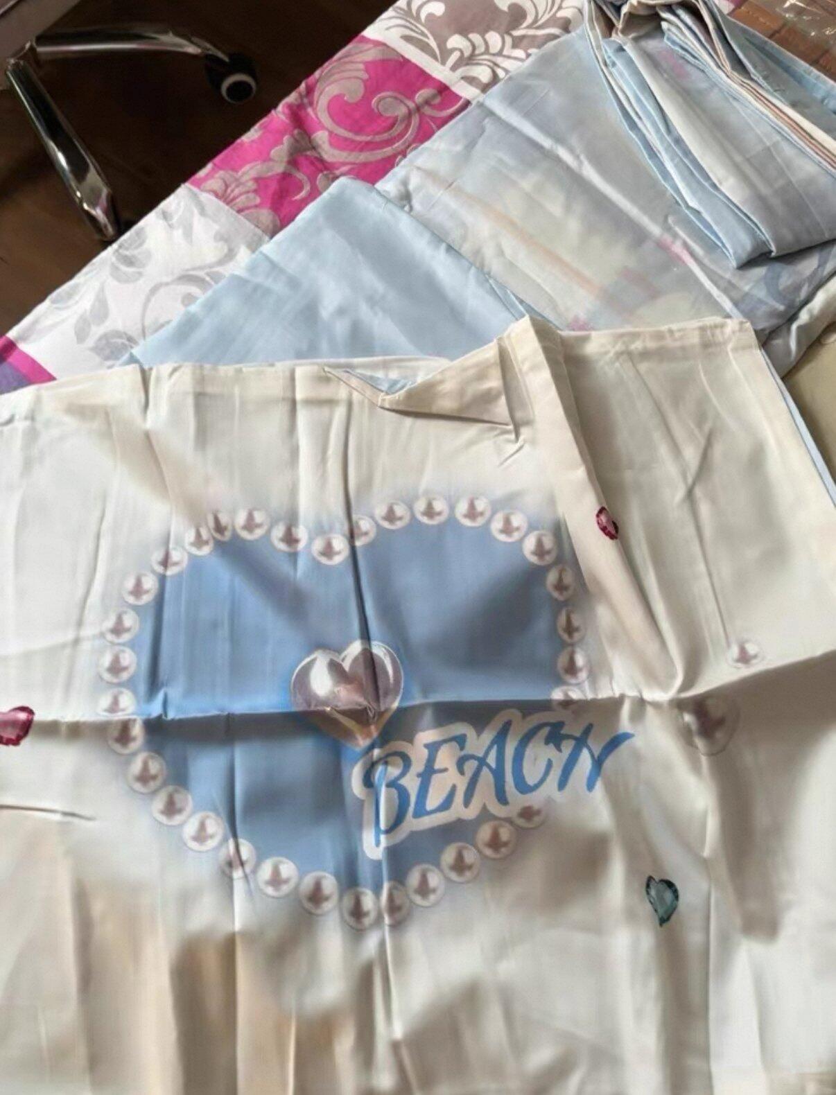Blue Bow Cotton Bedding Set, customer photo