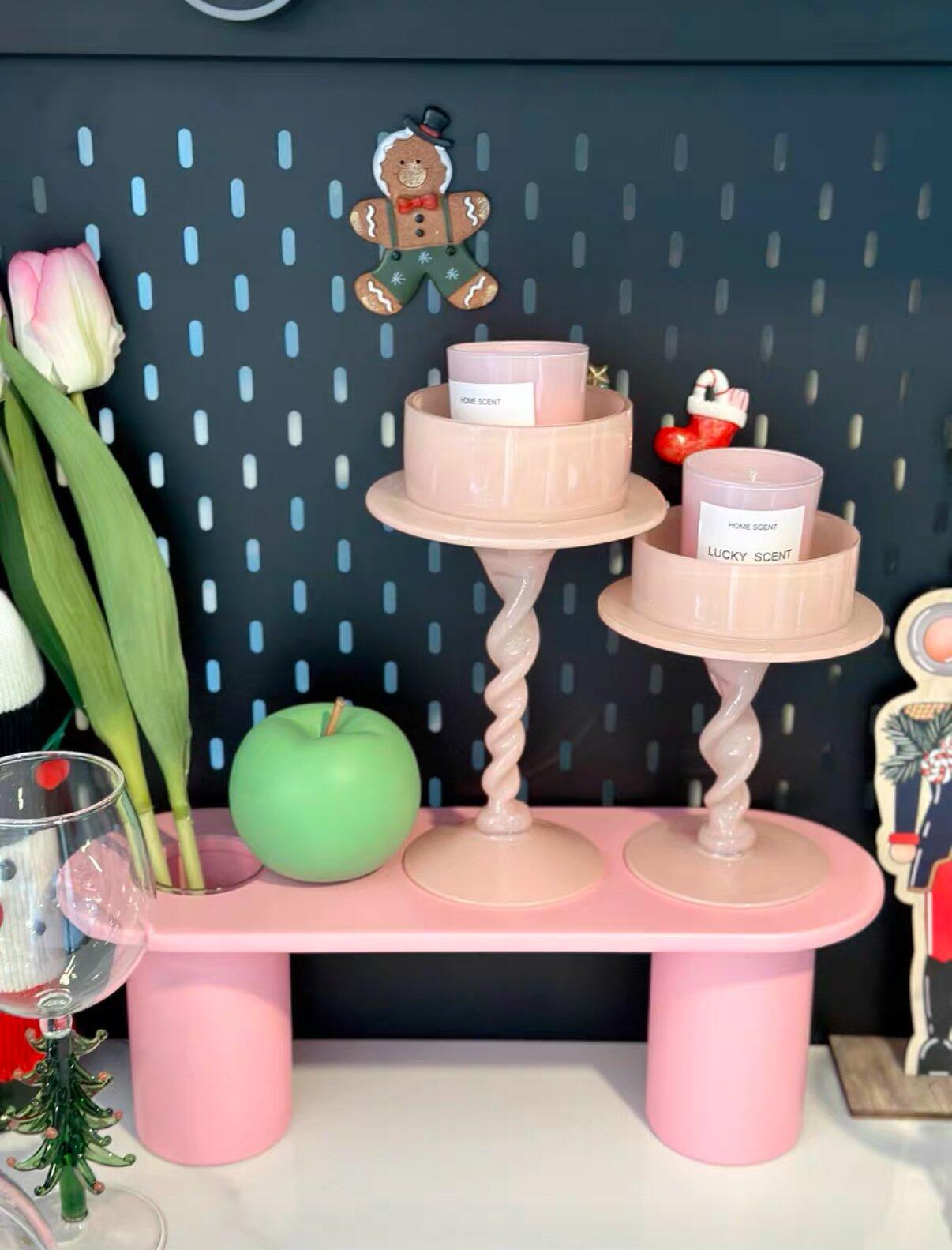 Pink Twisted Glass Candle Holder, customer photo