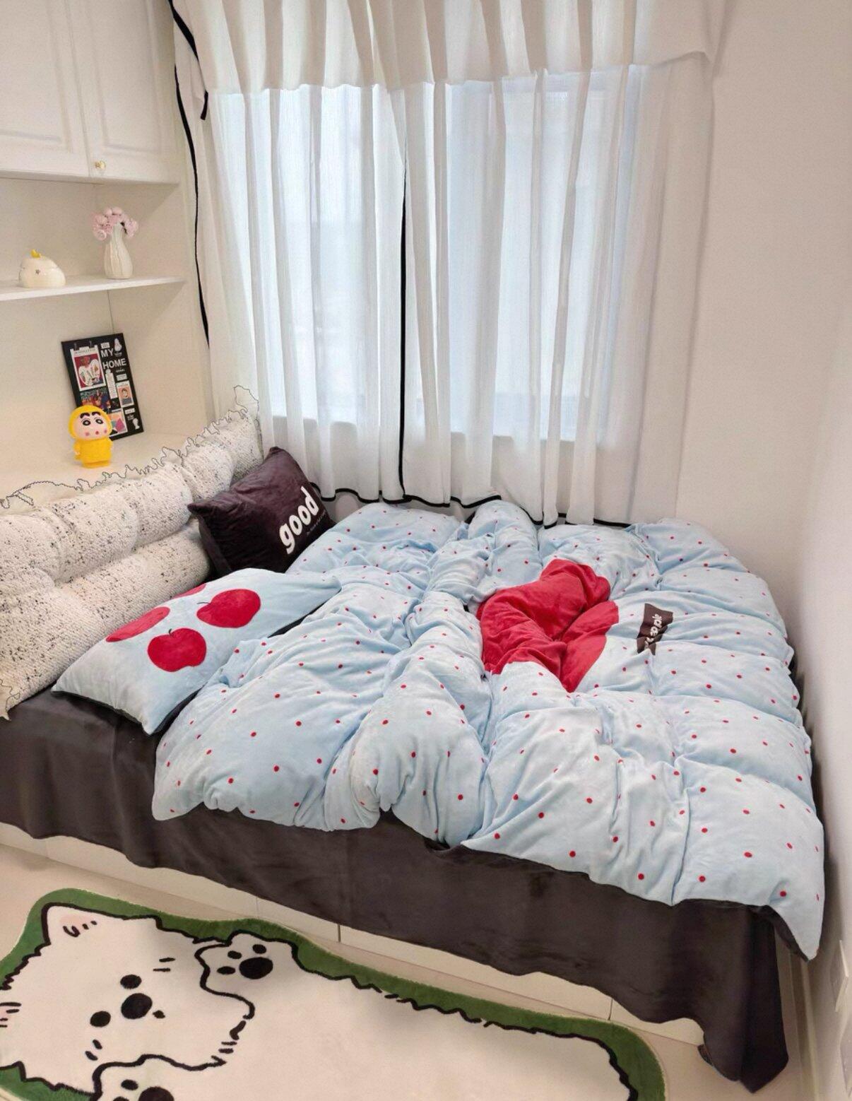 Cute Apple Milk Fleece Bedding Set, customer photo