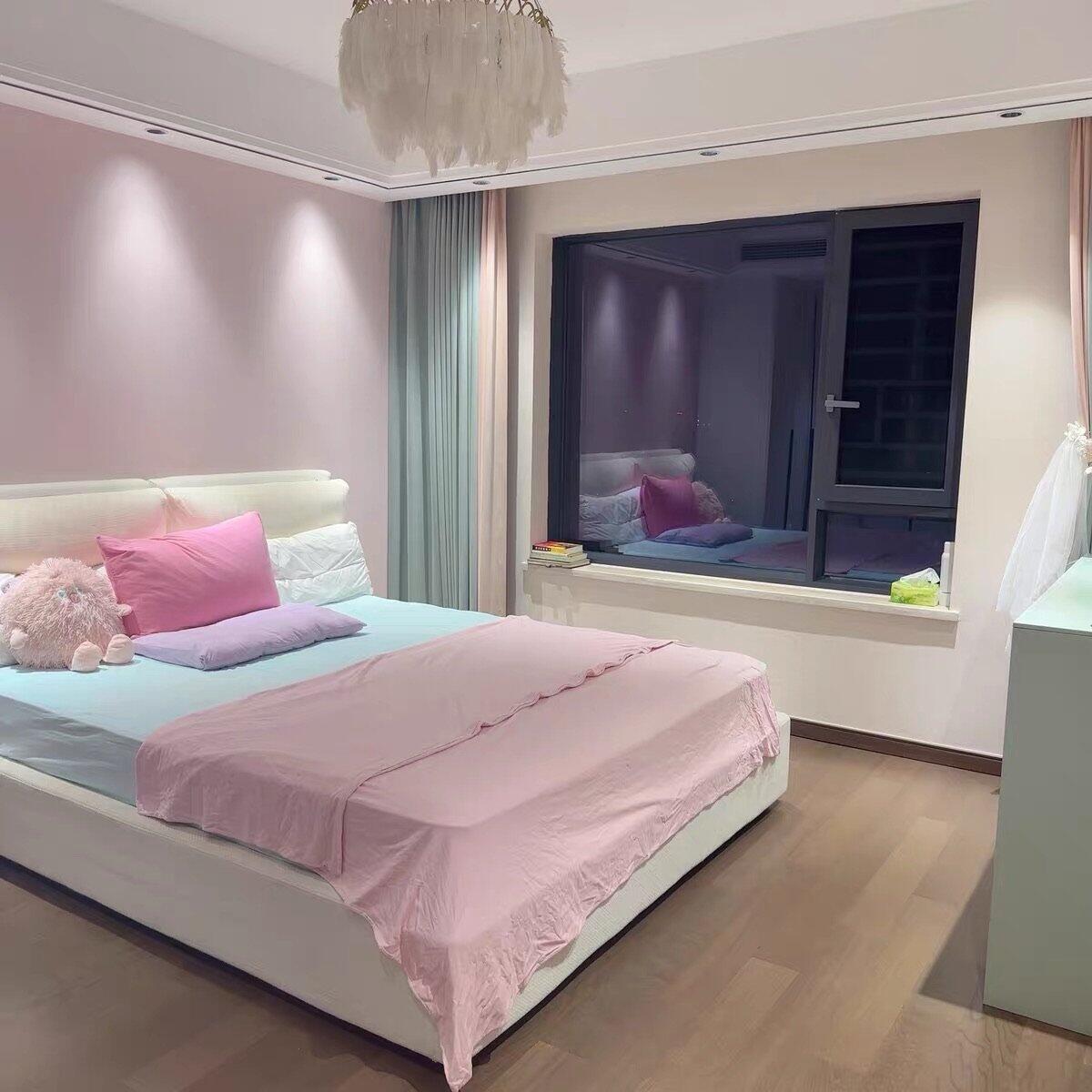 Pastel Pink Cotton Duvet Cover Set, customer photo