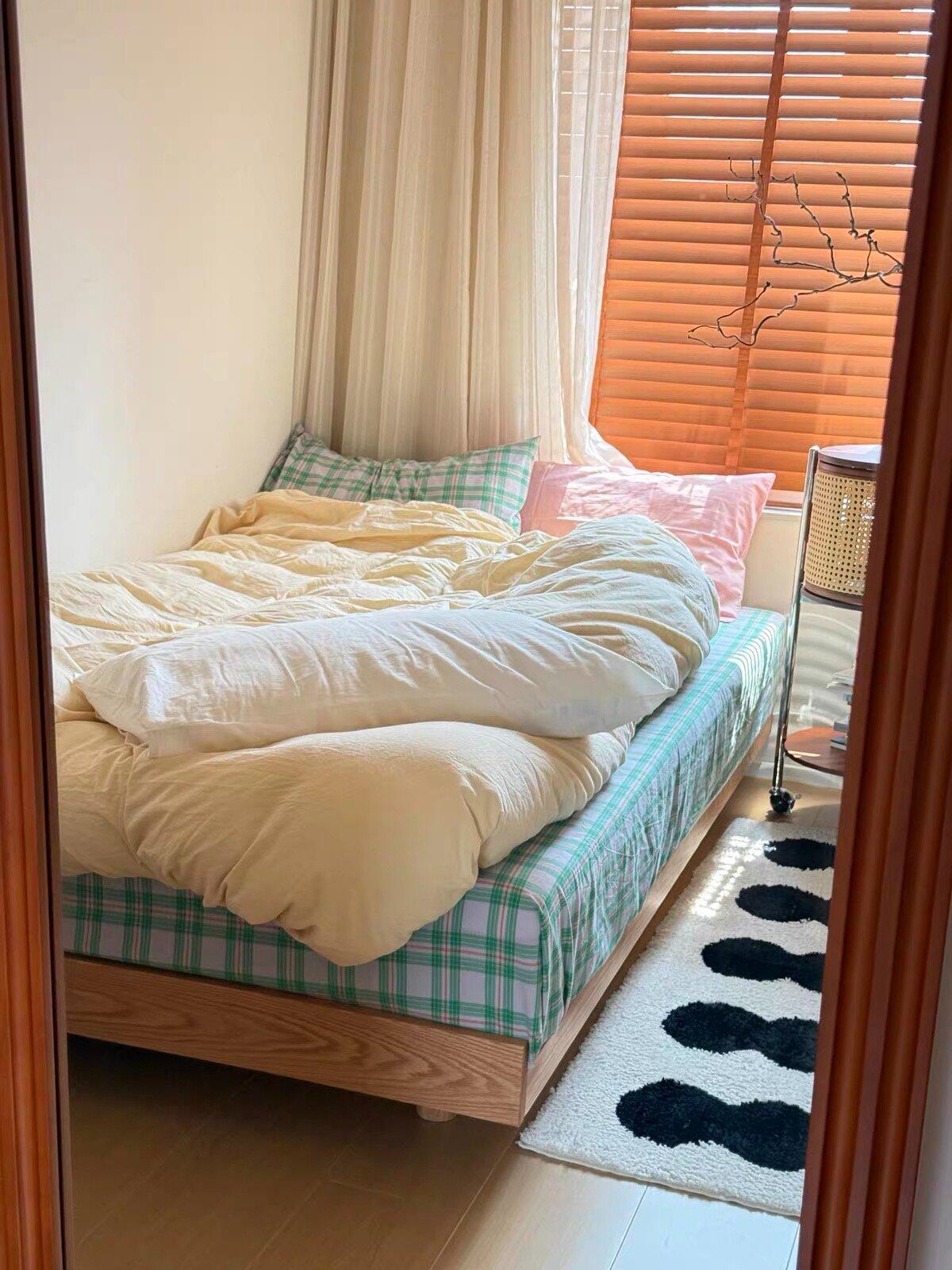 Pink & Mint Green Plaid Duvet Cover Set, customer photo
