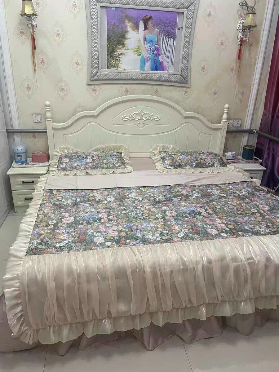 Oil Painting Floral Ruffle Cotton Bedding Set, customer photo
