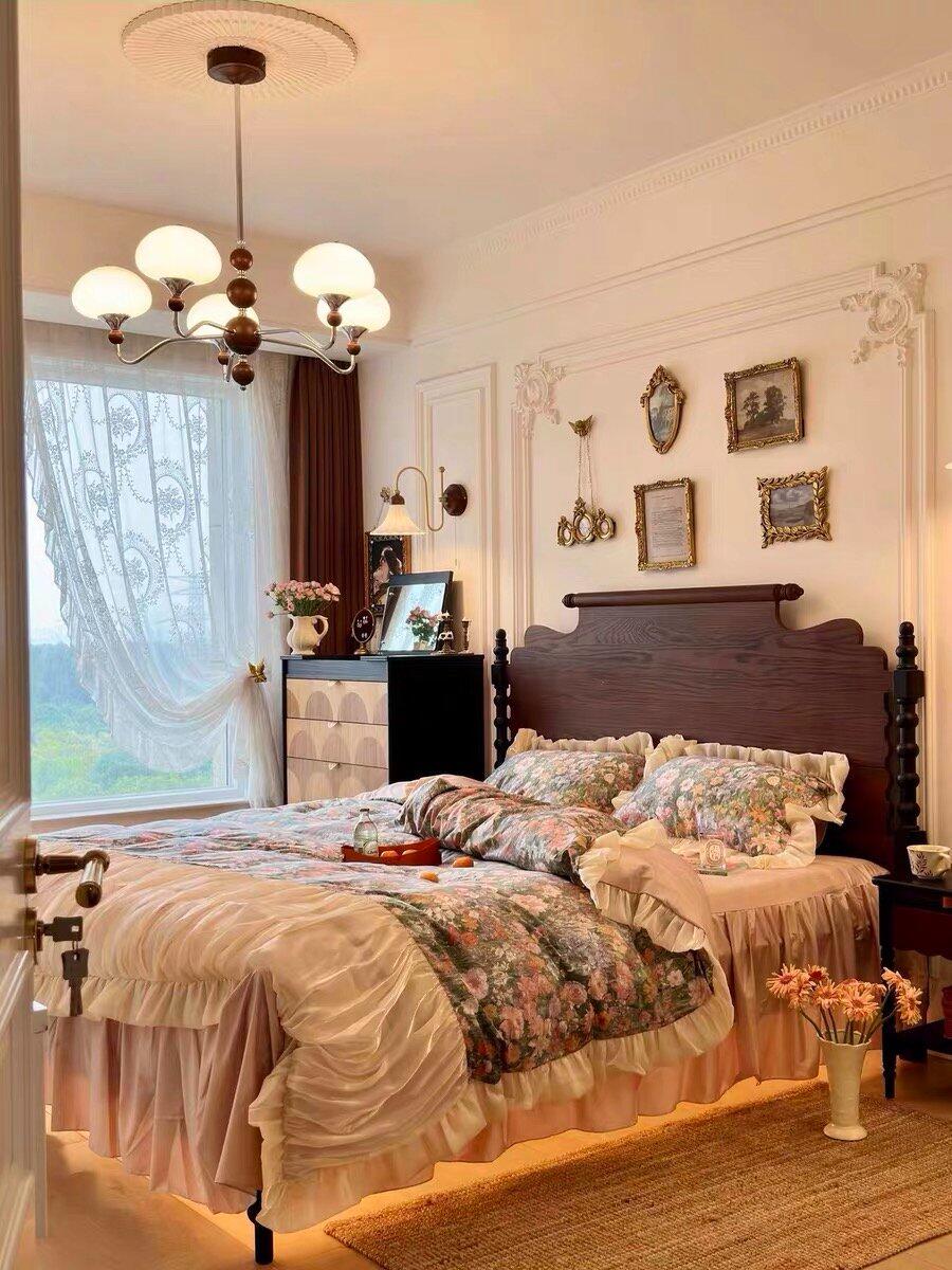 Oil Painting Floral Ruffle Cotton Bedding Set, customer photo