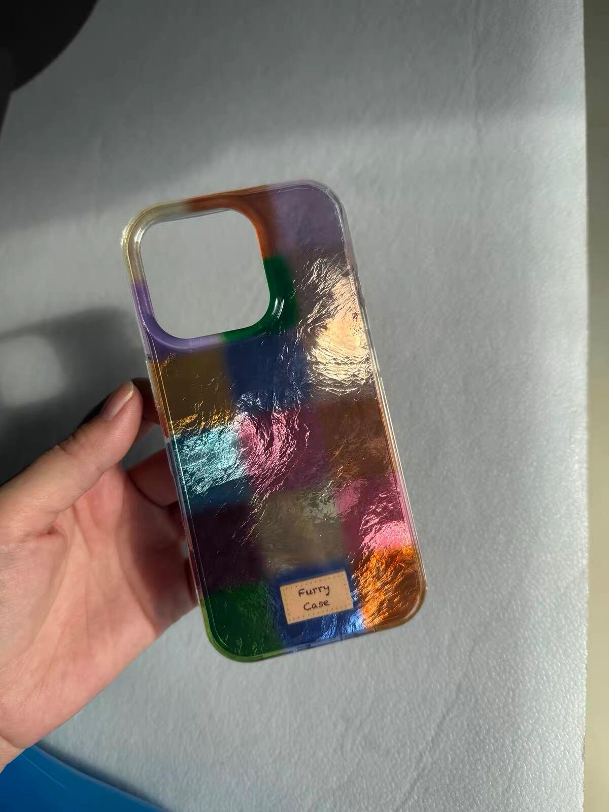 Retro Color Block iPhone Case, customer photo