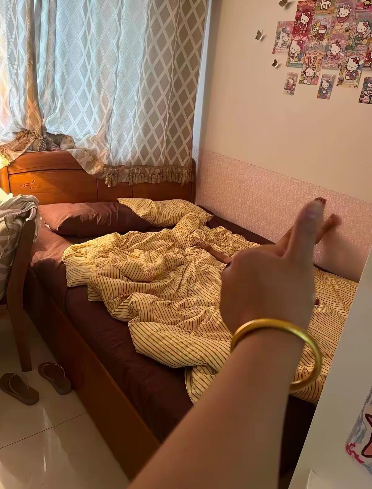 Yellow & Brown Striped Cotton Bedding Set, customer photo