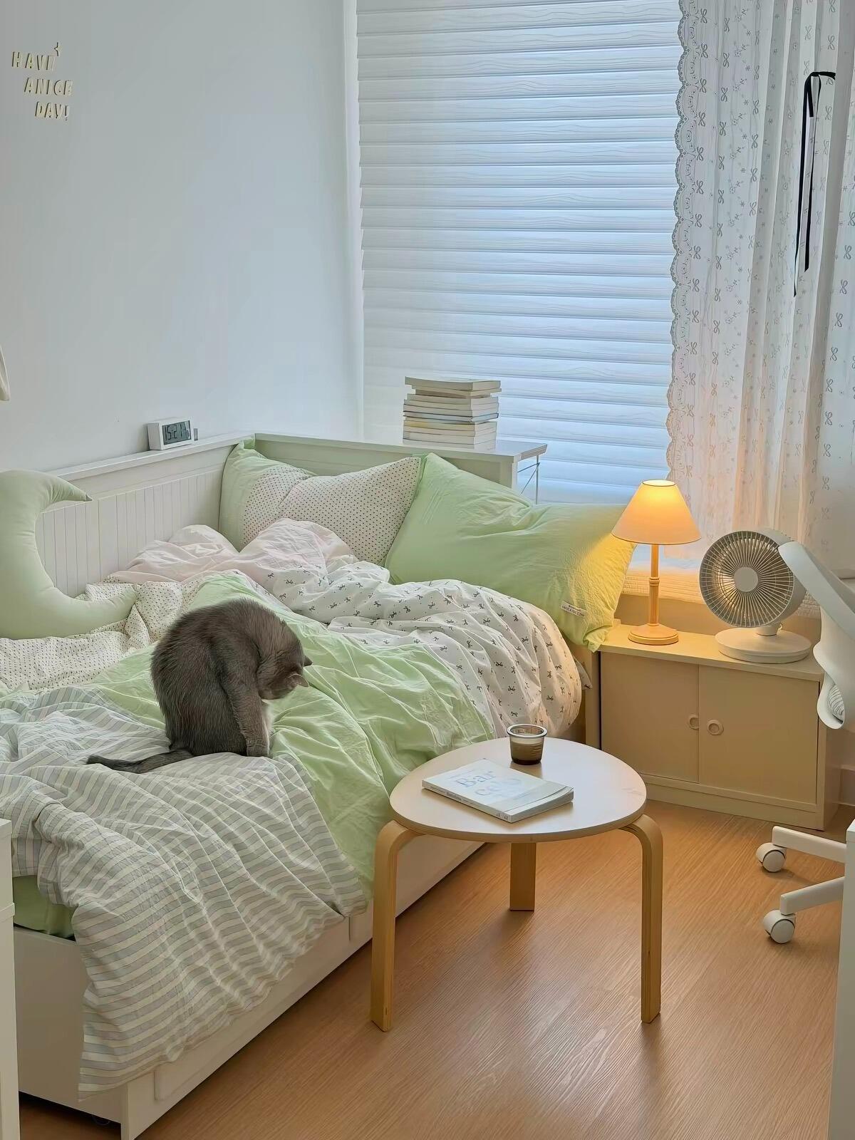 Mint Green Bow Duvet Cover Set, customer photo