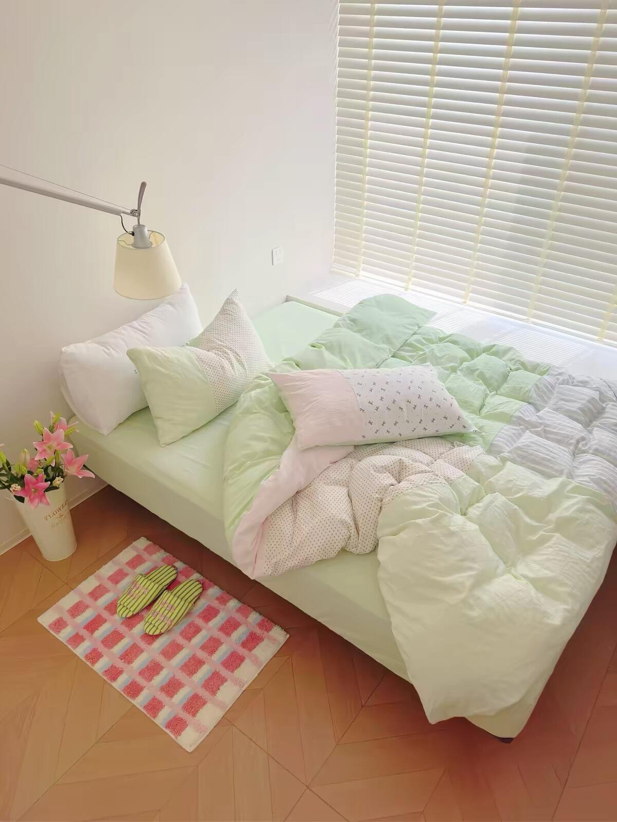 Mint Green Bow Duvet Cover Set, customer photo