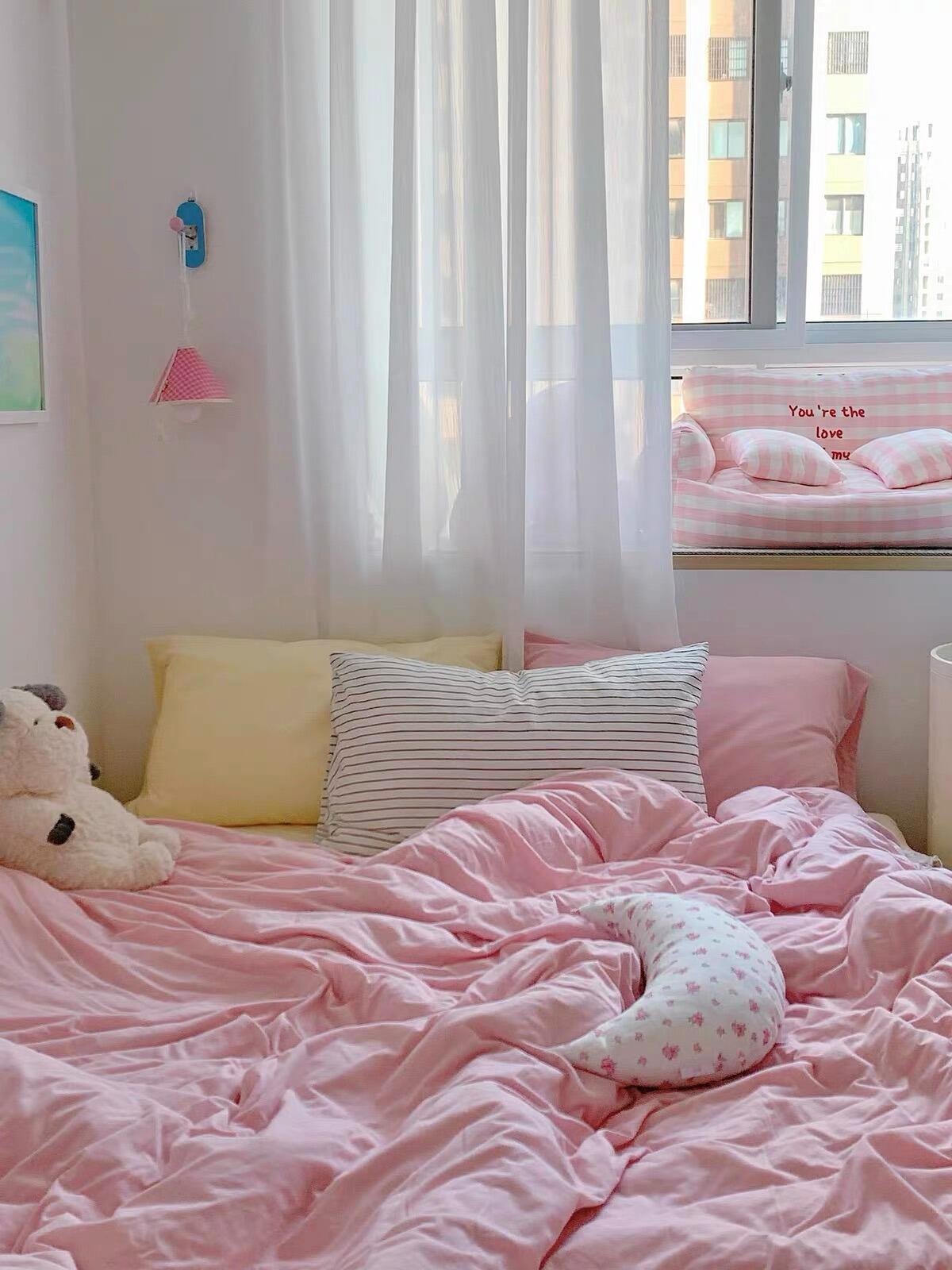 Pink Jersey Knit Duvet Cover Set, customer photo