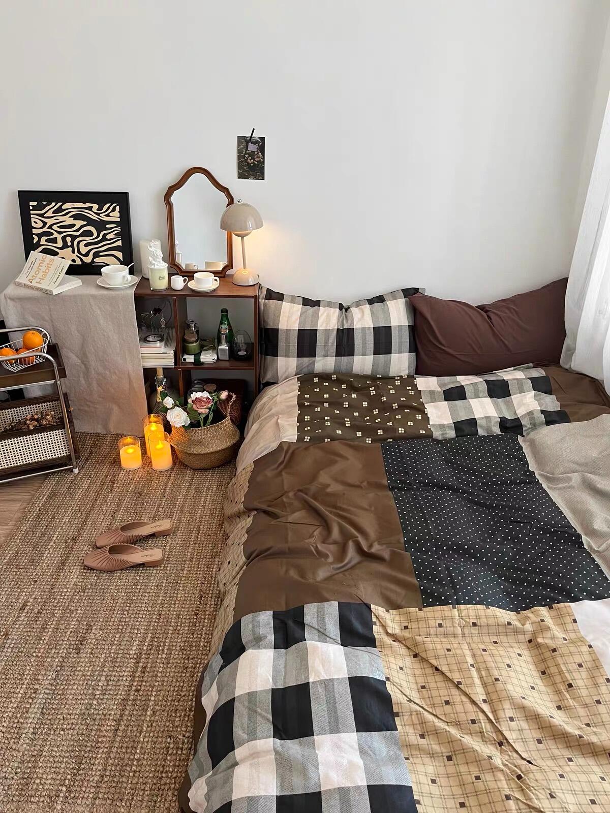 Preppy Brown Gingham Duvet Cover Set, customer photo