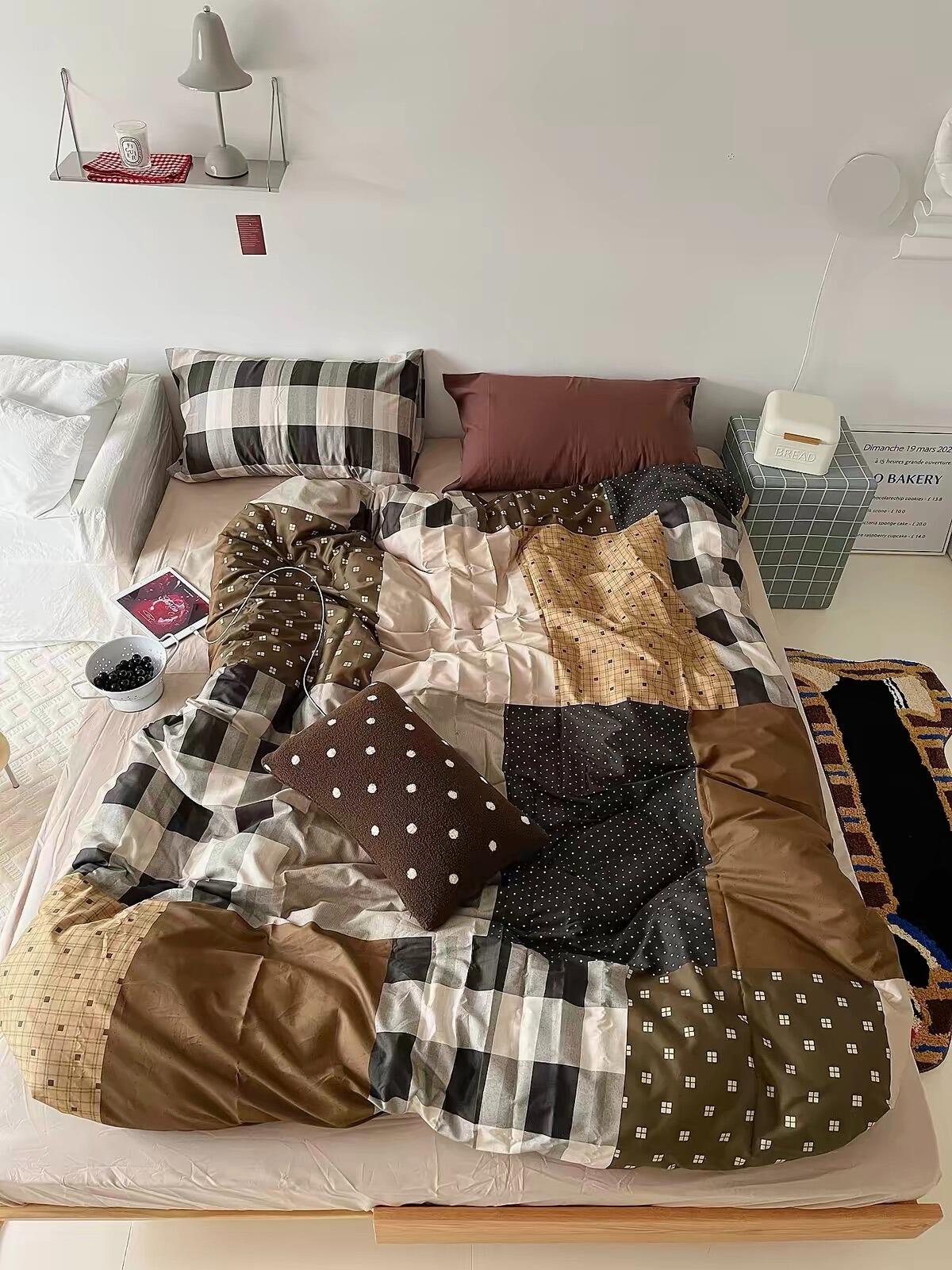 Preppy Brown Gingham Duvet Cover Set, customer photo