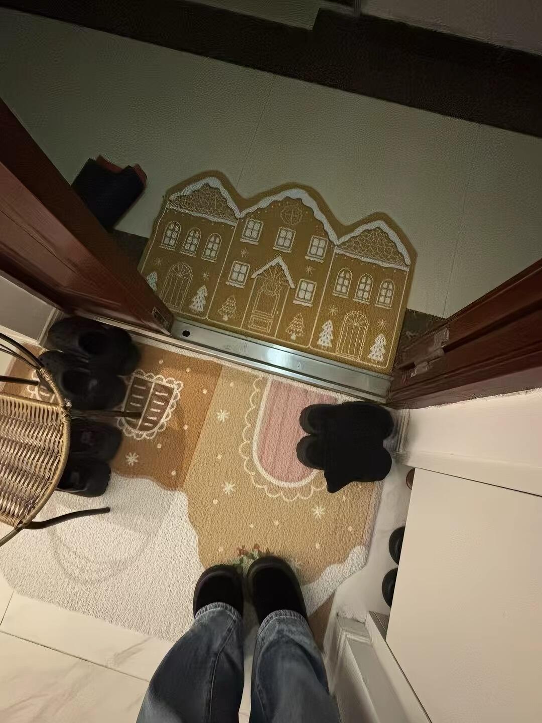 Christmas Gingerbread House Doormat, customer photo