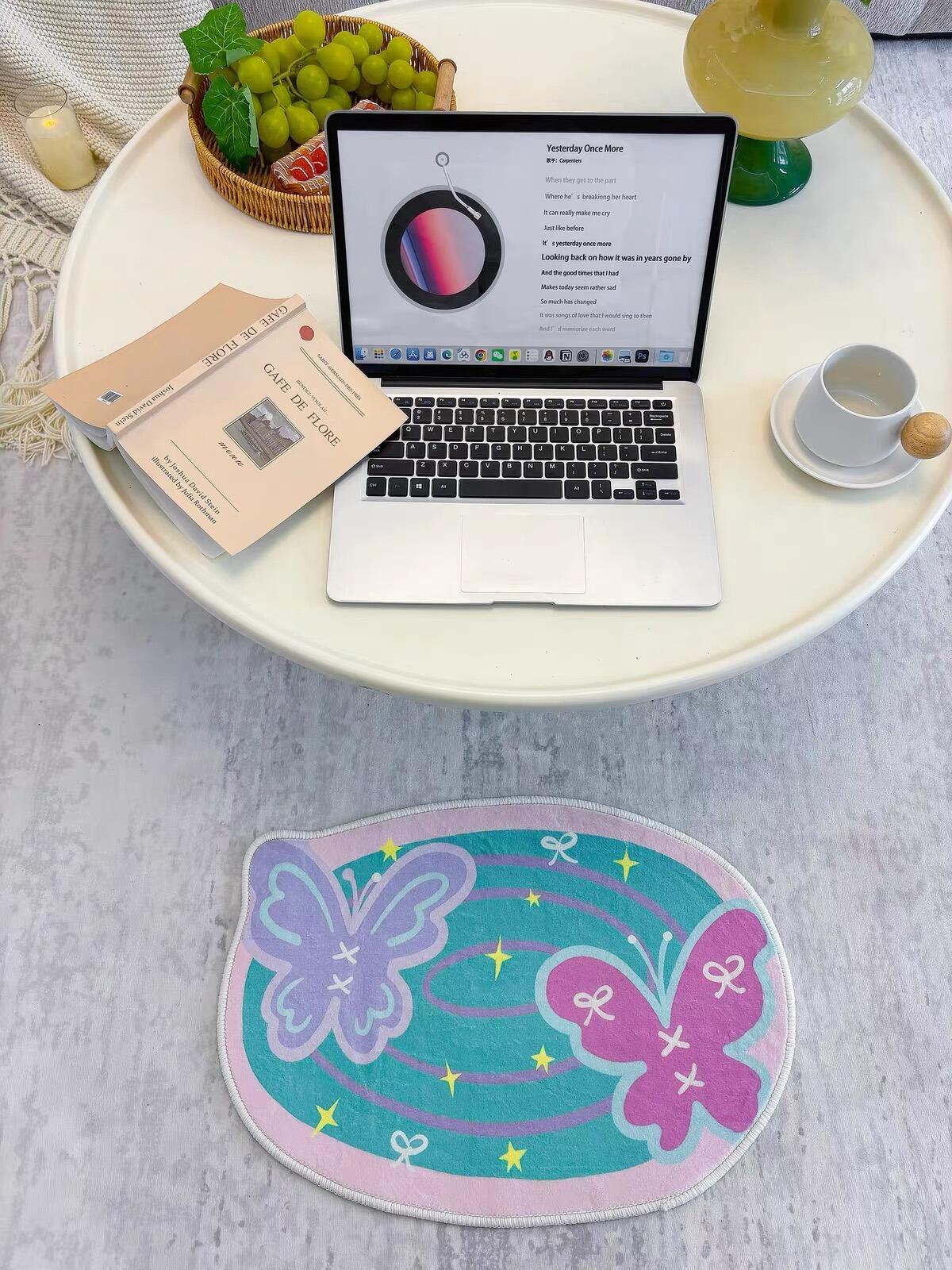 Pastel Butterfly & Heart Bath Mat, customer photo