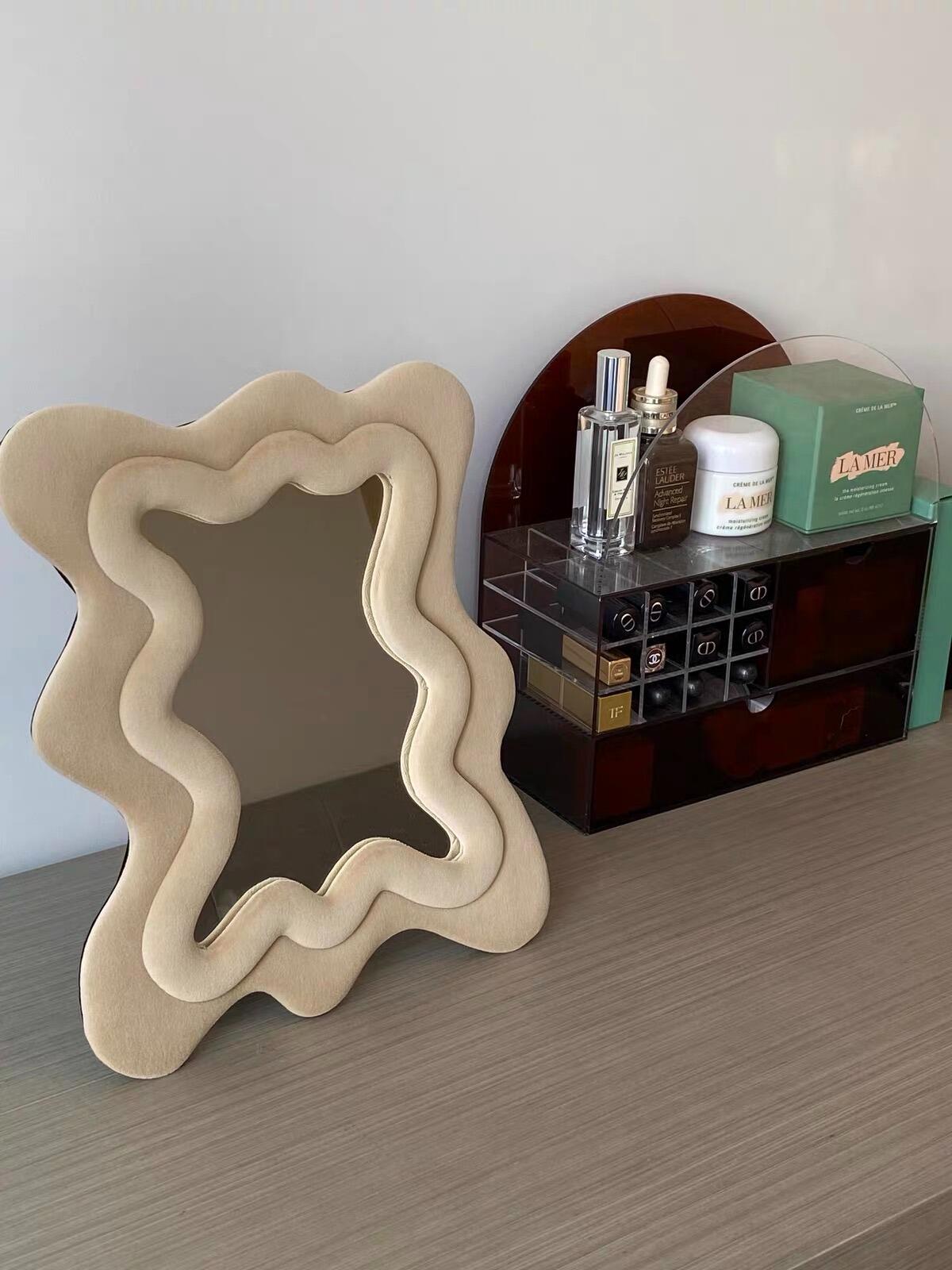 Flocked Wavy Tabletop Mirror, customer photo