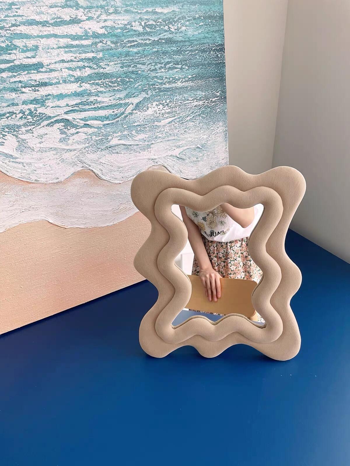 Flocked Wavy Tabletop Mirror, customer photo