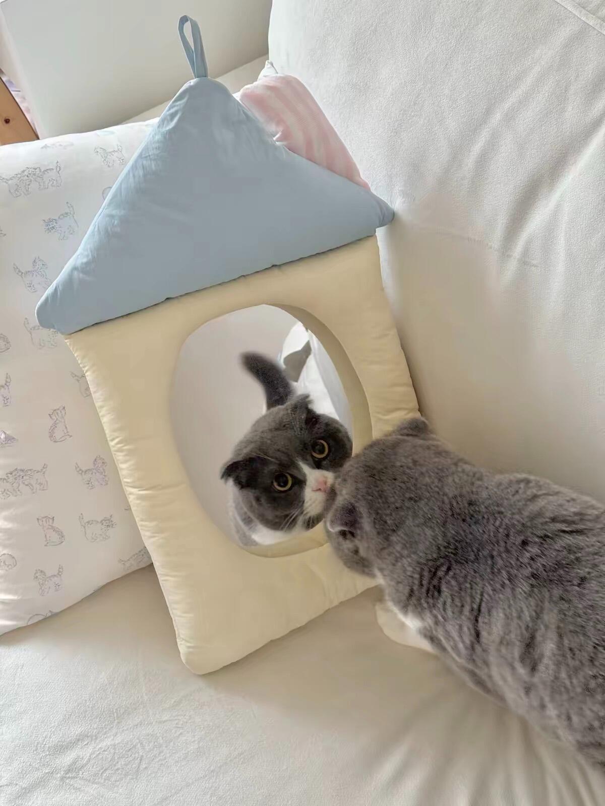 Padded Fabric Tabletop Mirror, customer photo