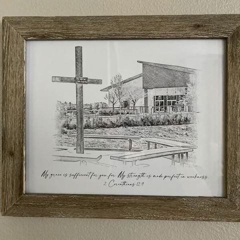 Black and White Sketch House Portrait
