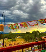 Huge Green Tara DOUBLE Panel Prayer Flag Banner | 28in x 50 1/2in | 1 single flag | Poly Silk | vertical flag or wall