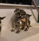 Tiny Snow Lion Incense Burner | Approx. 2.5 inches wide x 2 inches high | Brass