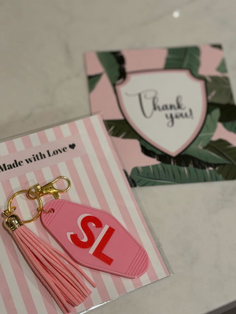 Personalized Shadow Monogram Retro Motel Keychain
