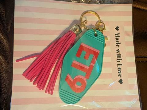 Personalized Shadow Monogram Retro Motel Keychain