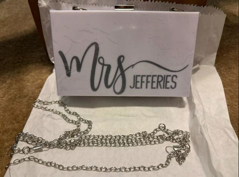 Acrylic Bridal Clutch for Mrs Bride Bachelorette Party Favors Honeymoon Bag Going out