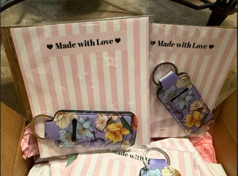 Lip Balm Holder Keychain and Wristlet Keychain in Tropical