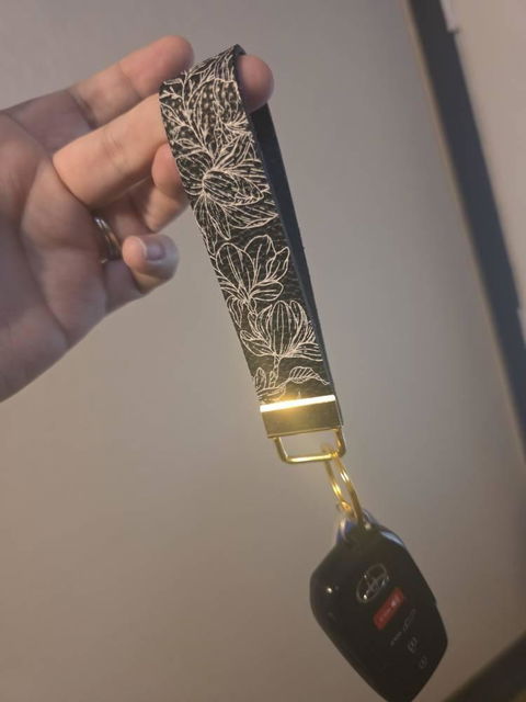 Personalized Vegan Leather Wristlet strap Keychain Key Ring Holder