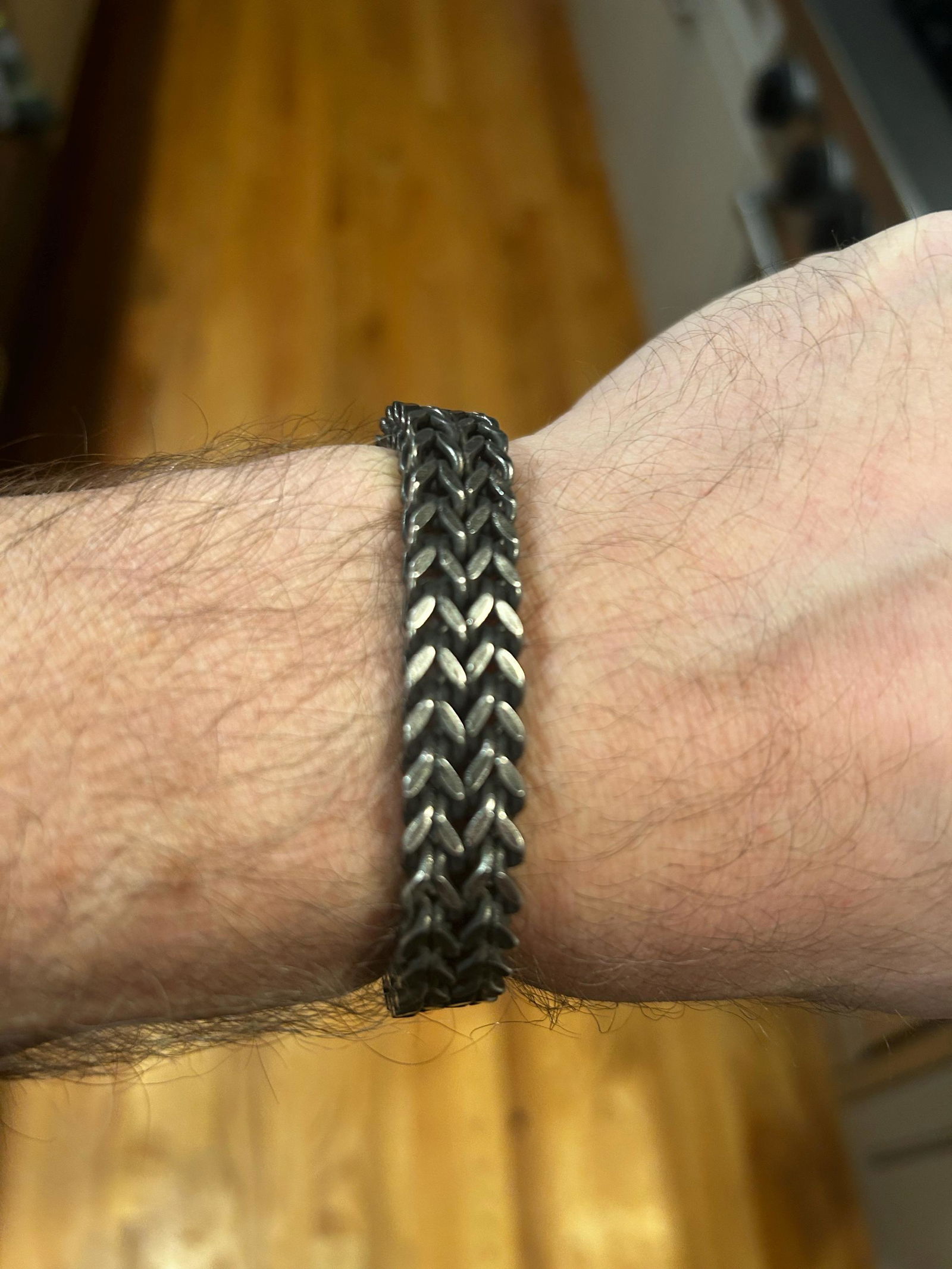 Viking Chain Bracelet, Solid Gunmetal Steel Heavy Men's Bracelet