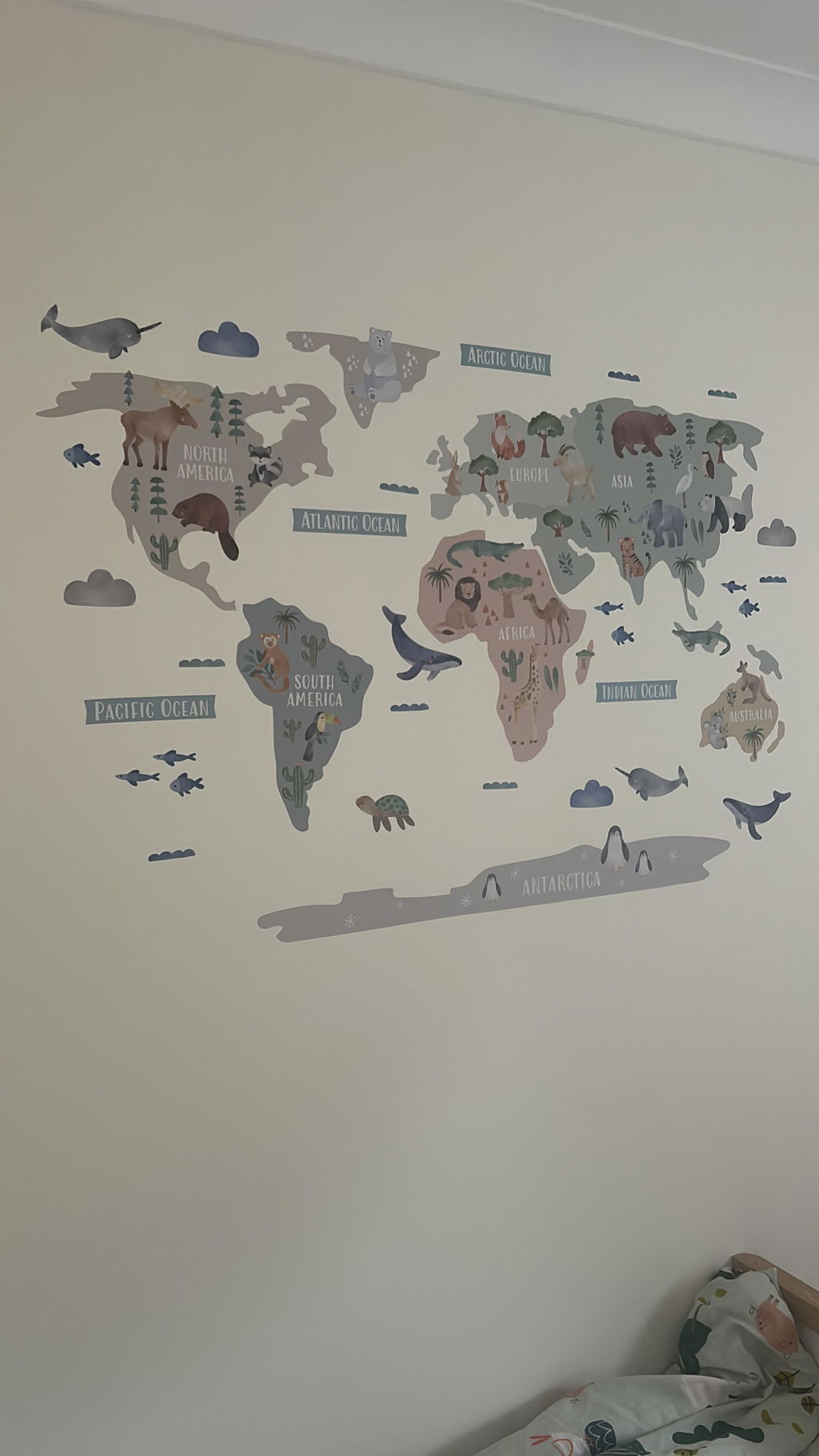Animal World Map Nursery Wall Sticker