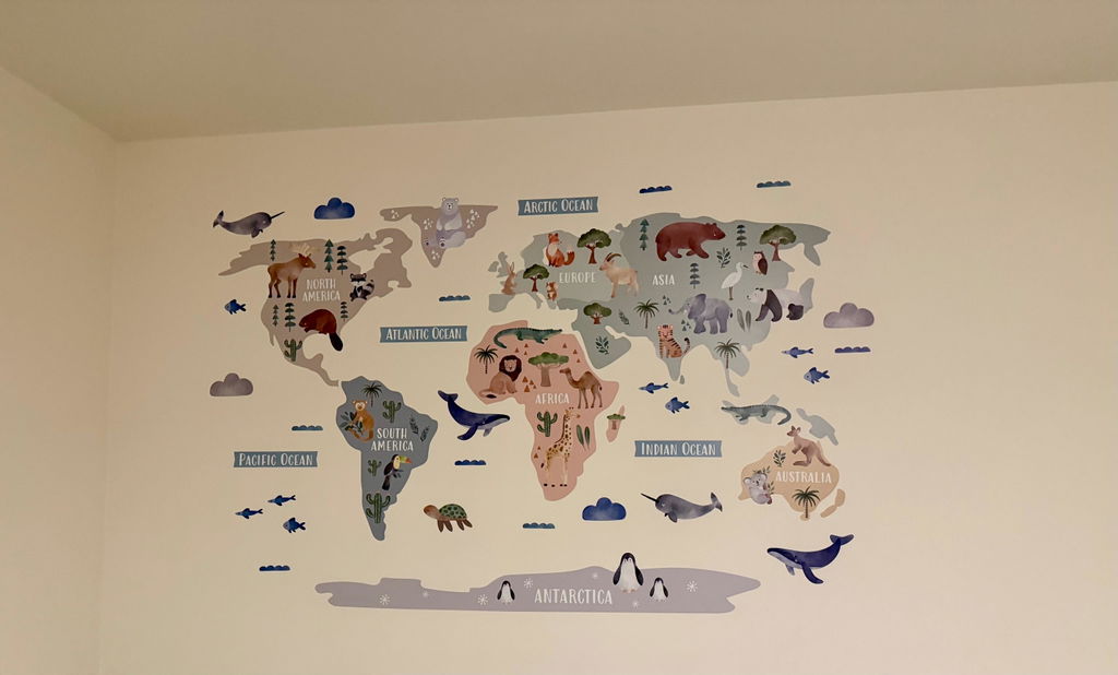 Animal World Map Nursery Wall Sticker