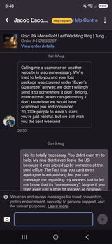 Scammed etsy customer review photo