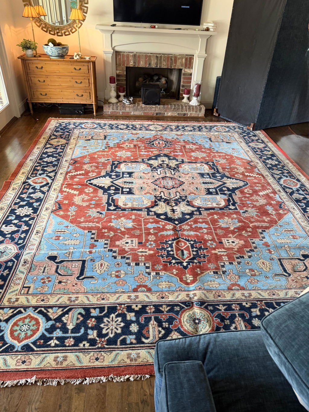 Greenwich Heriz Wool Rug Red Area Rug Persian Hand Knotted