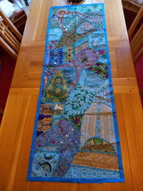 Table runner - wall tapestry boho style Indian wall hanging  colorful table runner