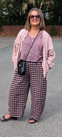 Kit checked barrel leg trouser - two