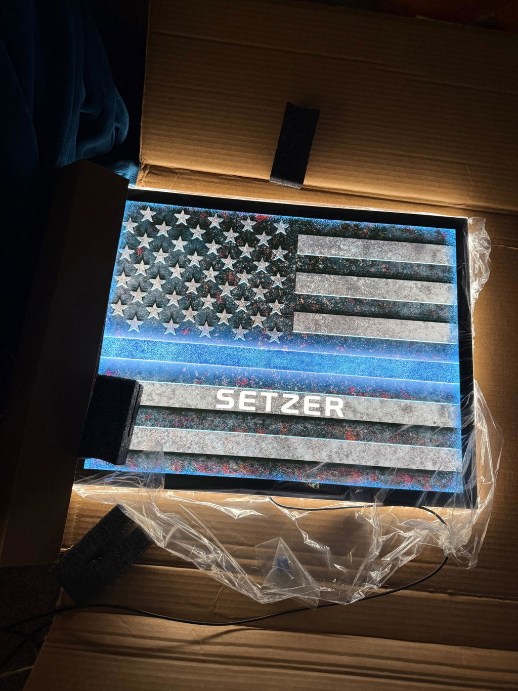 Blue Police Flag Custom LED Sign
