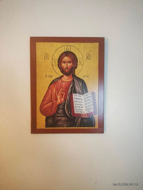 Jesus Christ icon Lifegiver, Handmade Greek Orthodox icon of our Lord, Byzantine art wall hanging on wood plaque, religious icon