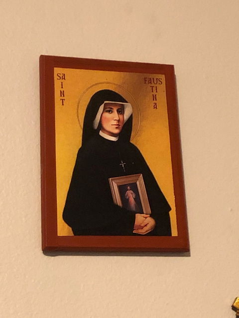 Saint Faustina icon, Handmade Greek Catholic icon of St Faustina Kowalska Catholic Byzantine art wall hanging religious gift ideas