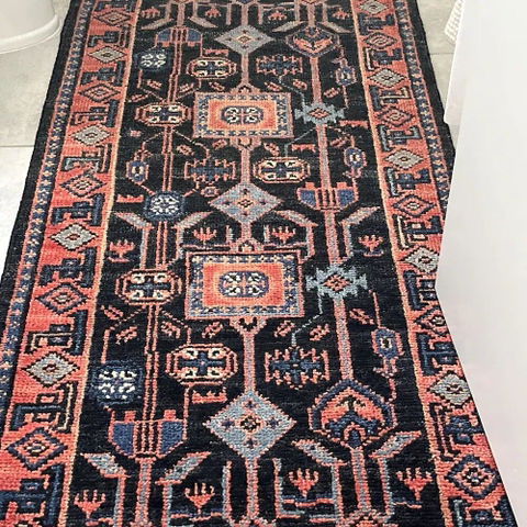 Red/Blue Turkish Woolen Rug Thick Pile Soft Hand Knotted Rug