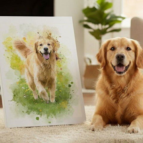 Fur Baby Forever — Custom Watercolor Pet Portrait | Personalized Canvas & Frame Gift India