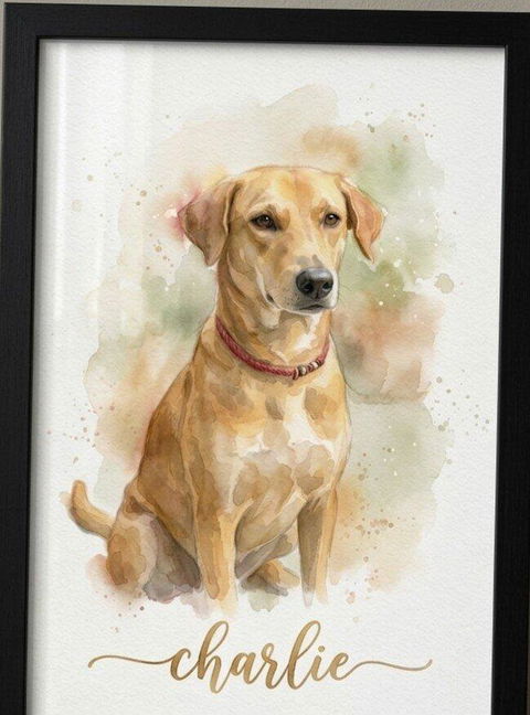 Fur Baby Forever — Custom Watercolor Pet Portrait | Personalized Canvas & Frame Gift India